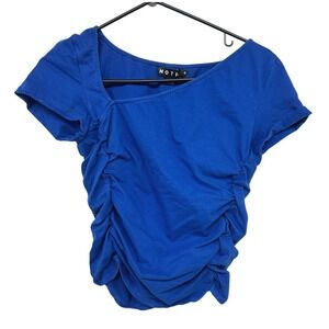 Motel Ruched Asymmetric Top Medium Blue Indie Sleaze Bodycon Y2K Cyber Going Out